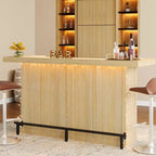 Mobile bar moderno a 4 livelli in legno/marrone con portabicchieri e poggiapiedi nero