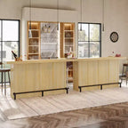 Mobile bar moderno a 4 livelli in legno/marrone con portabicchieri e poggiapiedi nero