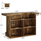 Mobile bar moderno a 4 livelli in legno/marrone con portabicchieri e poggiapiedi nero