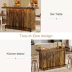 Mobile bar moderno a 4 livelli in legno/marrone con portabicchieri e poggiapiedi nero