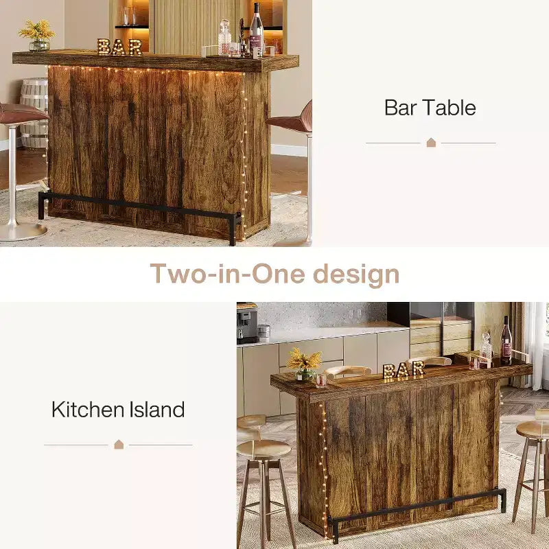 Mobile bar moderno a 4 livelli in legno/marrone con portabicchieri e poggiapiedi nero
