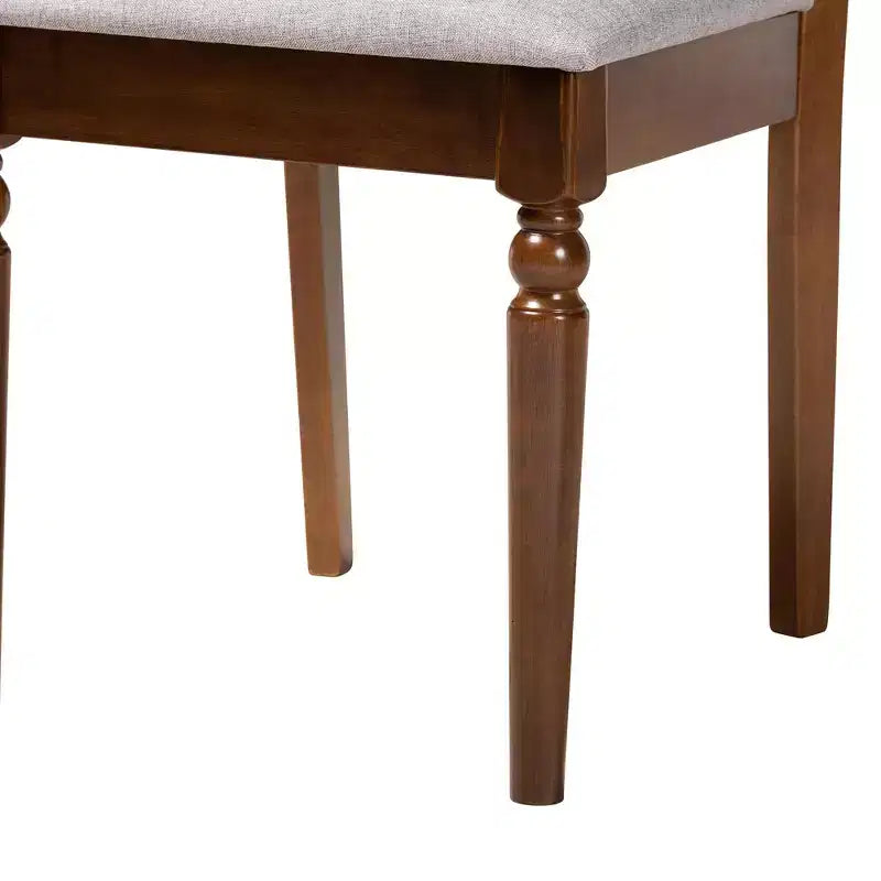 Set da pranzo rotondo grigio e noce, 5 pezzi, 4 posti