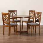 Set da pranzo rotondo grigio e noce, 5 pezzi, 4 posti