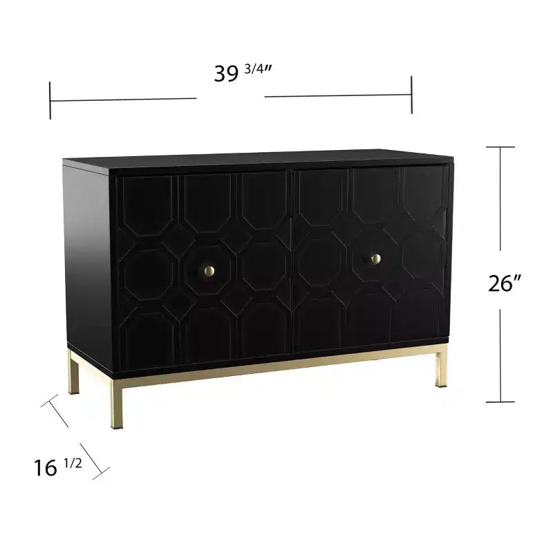 Mobile credenza nero a 2 ante, montaggio da 1 persona, stile contemporaneo