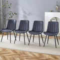 Set of 4 Upholstered Dining Chairs Metal Kitchen Chairs Dining Room Chairs with Ergonomic Design, Black/Dark Gray+White/Gray-ModernLuxe