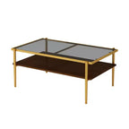 Tavolino moderno rettangolare nero / marrone / bianco – Piano in vetro temperato, 1 pezzo