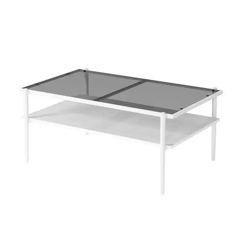 Tavolino moderno rettangolare nero / marrone / bianco – Piano in vetro temperato, 1 pezzo