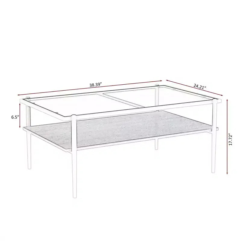 Tavolino moderno rettangolare nero / marrone / bianco – Piano in vetro temperato, 1 pezzo