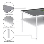 Tavolino moderno rettangolare nero / marrone / bianco – Piano in vetro temperato, 1 pezzo
