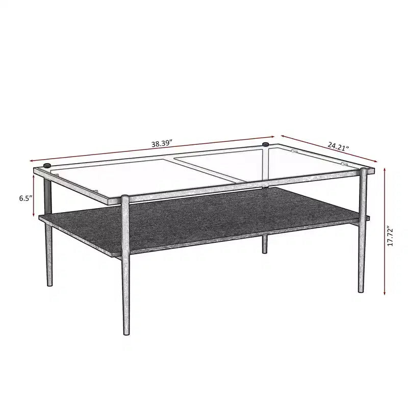 Tavolino moderno rettangolare nero / marrone / bianco – Piano in vetro temperato, 1 pezzo