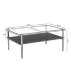 Tavolino moderno rettangolare nero / marrone / bianco – Piano in vetro temperato, 1 pezzo