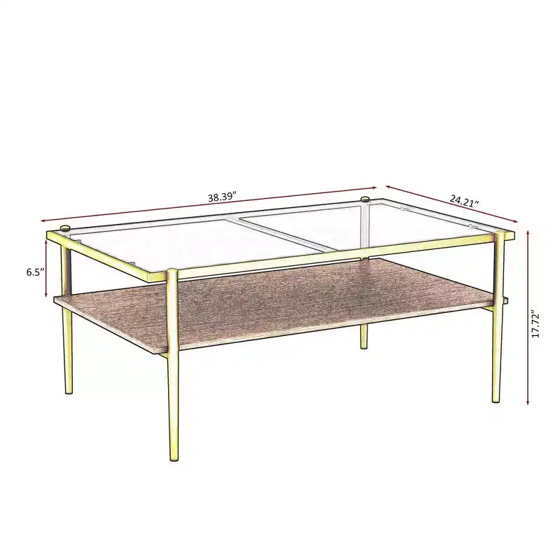 Tavolino moderno rettangolare nero / marrone / bianco – Piano in vetro temperato, 1 pezzo