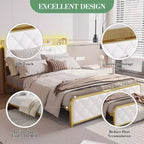 Letto matrimoniale king-size con piattaforma in velluto beige/verde scuro con luci LED e stazione di ricarica, 2 persone