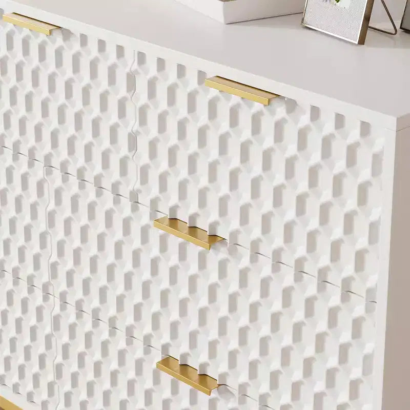 Cassettiera a 7 cassetti in legno e metallo, bianco/nero, per 1 persona