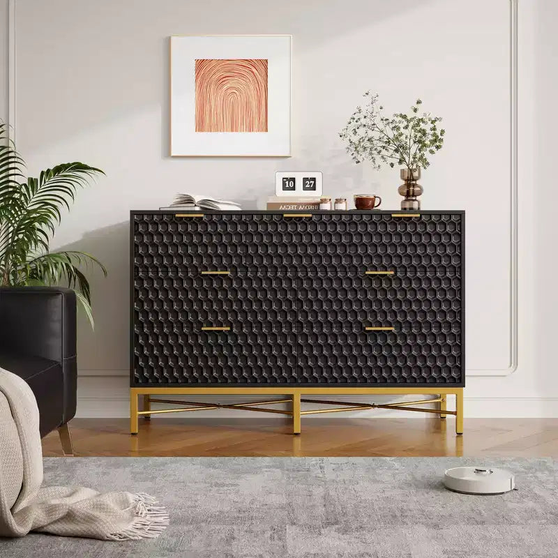 Cassettiera a 7 cassetti in legno e metallo, bianco/nero, per 1 persona
