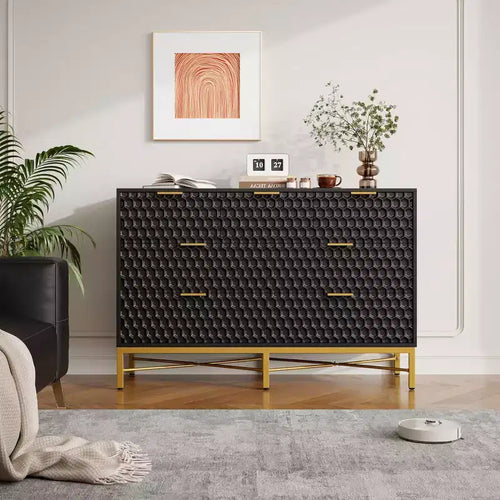 Cassettiera a 7 cassetti in legno e metallo, bianco/nero, per 1 persona