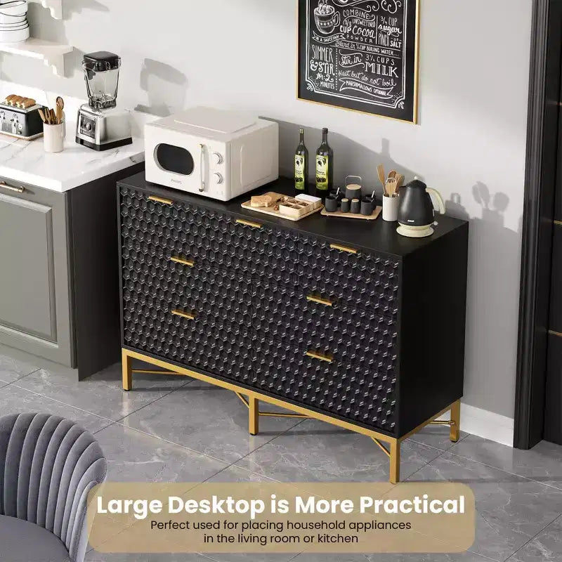 Cassettiera a 7 cassetti in legno e metallo, bianco/nero, per 1 persona