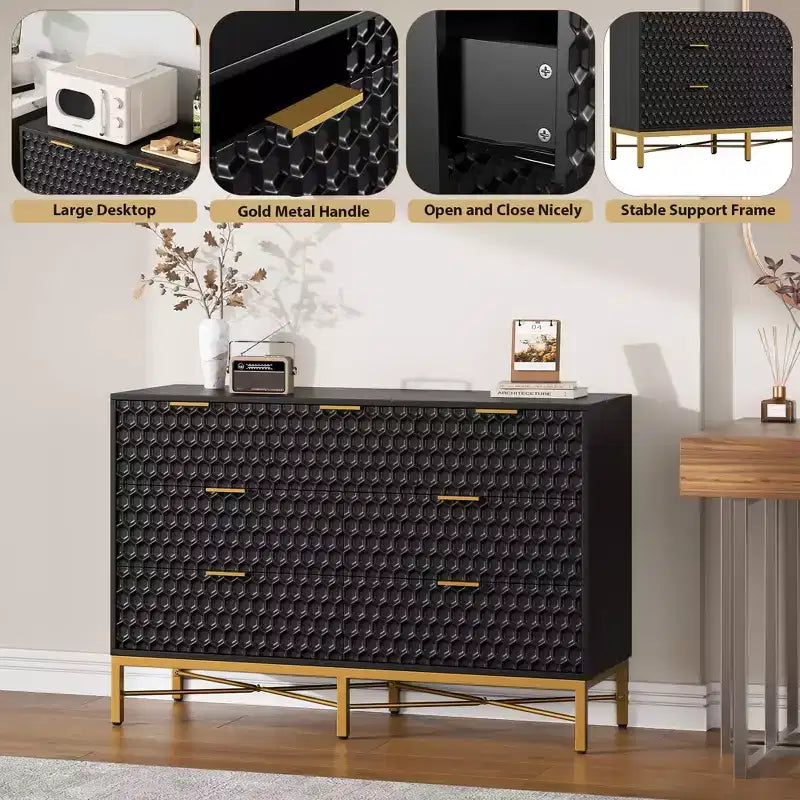 Cassettiera a 7 cassetti in legno e metallo, bianco/nero, per 1 persona