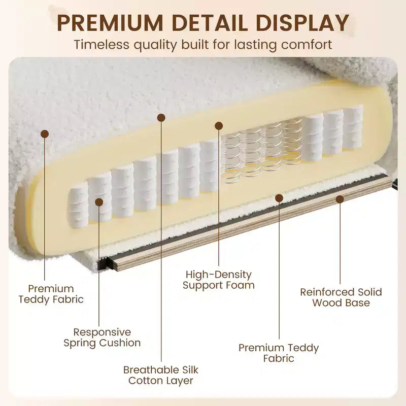 Poltrona d'accento beige, design moderno di metà secolo, 1 posto, struttura in metallo e bracciolo in legno