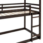 Letto a castello stile casa, con scivolo e scaletta, da una piazza e mezza, color espresso/grigio/bianco, per 2 bambini