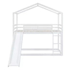 Letto a castello stile casa, con scivolo e scaletta, da una piazza e mezza, color espresso/grigio/bianco, per 2 bambini