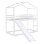 Letto a castello stile casa, con scivolo e scaletta, da una piazza e mezza, color espresso/grigio/bianco, per 2 bambini