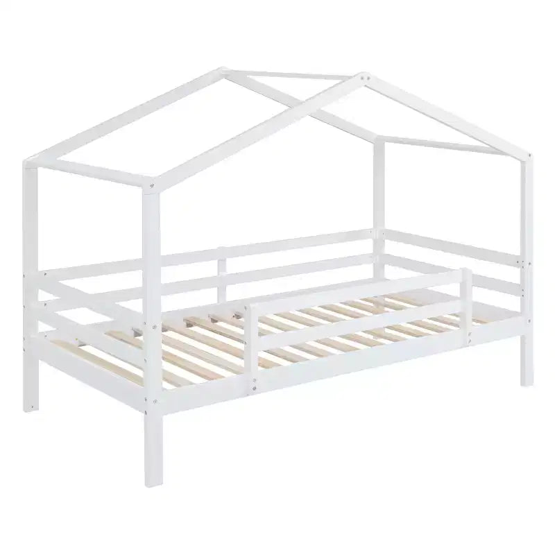 Letto a castello stile casa, con scivolo e scaletta, da una piazza e mezza, color espresso/grigio/bianco, per 2 bambini