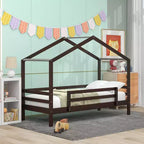 Letto a castello stile casa, con scivolo e scaletta, da una piazza e mezza, color espresso/grigio/bianco, per 2 bambini