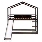 Letto a castello stile casa, con scivolo e scaletta, da una piazza e mezza, color espresso/grigio/bianco, per 2 bambini