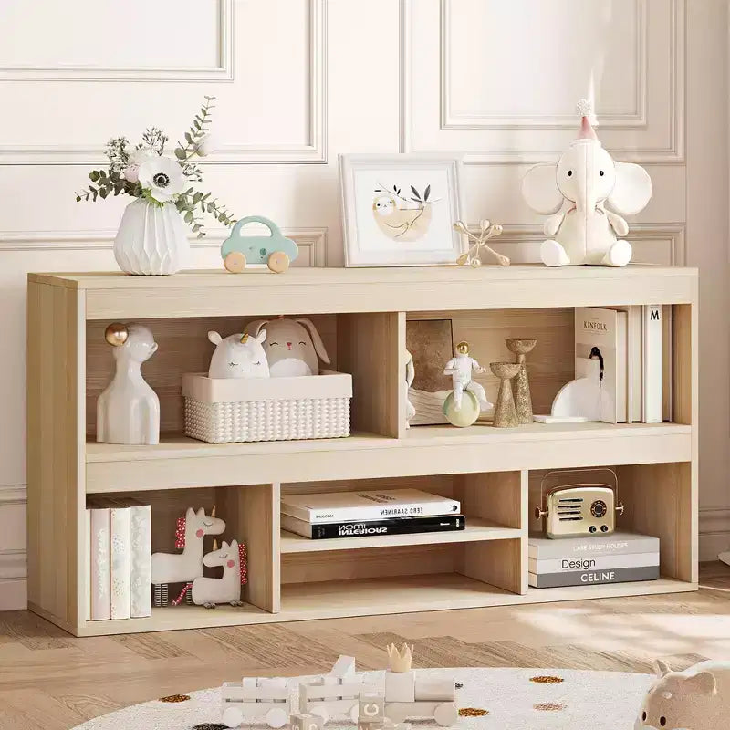 TROPOW Toy Storage Organizer 6 Cubes Kids Bookshelf Wooden Storage Cabinet Playhouse Shelves Cabinet for Boys Girls Toy Bookcase Playroom, Wood