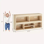 Libreria per bambini in legno naturale a 6 cubi, organizer aperto, montaggio singolo