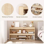 Libreria per bambini in legno naturale a 6 cubi, organizer aperto, montaggio singolo