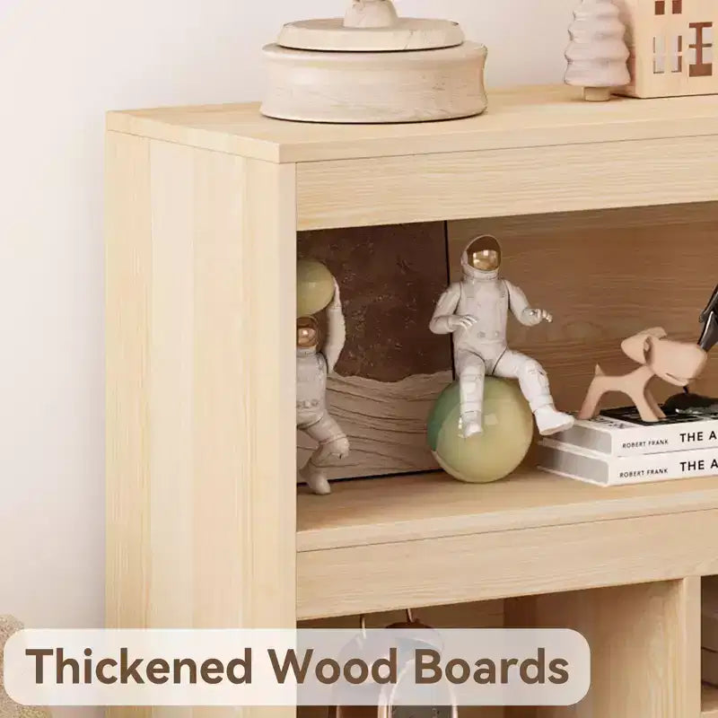 Libreria per bambini in legno naturale a 6 cubi, organizer aperto, montaggio singolo