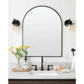 Specchio da parete singolo con cornice in metallo ad arco nera, 99 cm