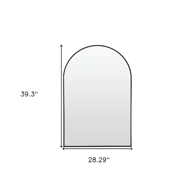 Specchio da parete singolo con cornice in metallo ad arco nera, 99 cm