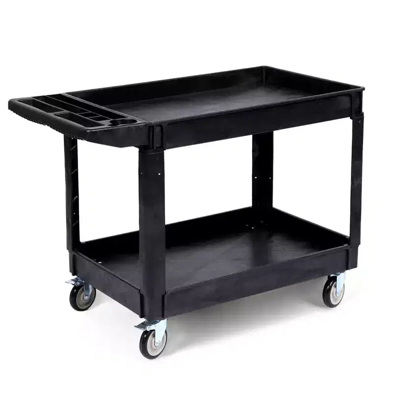 2-Tier Utility Service Cart, 550LBS Tool Cart with Wheels, Multipurpose Mobile Storage Organizer, for Warehouse, Workshop, Garage