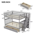 Letto a castello matrimoniale grigio/bianco con cassetti e mensole – Posti letto 4