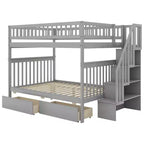 Letto a castello matrimoniale grigio/bianco con cassetti e mensole – Posti letto 4