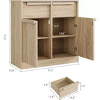 Credenza a buffet con 4 cassetti e 4 ante, nera/grigia/legno, montaggio in 1 persona