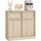 Credenza a buffet con 4 cassetti e 4 ante, nera/grigia/legno, montaggio in 1 persona
