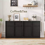 Credenza a buffet con 4 cassetti e 4 ante, nera/grigia/legno, montaggio in 1 persona