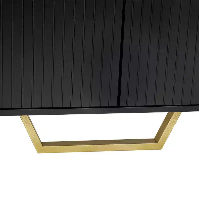 Credenza Nera con 4 Ante e Ripiani Regolabili – Montaggio per 2 Persone