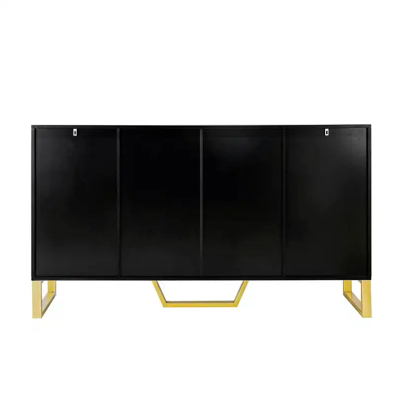 Credenza Nera con 4 Ante e Ripiani Regolabili – Montaggio per 2 Persone