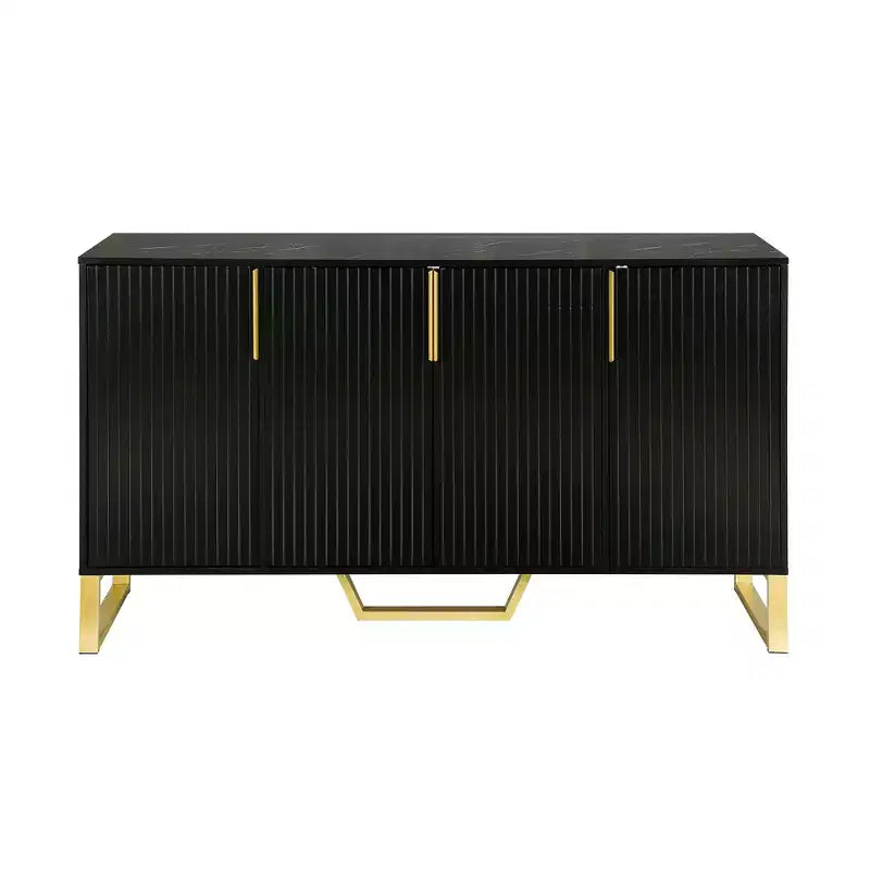 Credenza Nera con 4 Ante e Ripiani Regolabili – Montaggio per 2 Persone