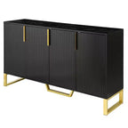 Credenza Nera con 4 Ante e Ripiani Regolabili – Montaggio per 2 Persone