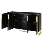 Credenza Nera con 4 Ante e Ripiani Regolabili – Montaggio per 2 Persone