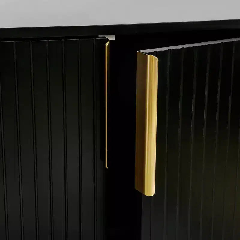 Credenza Nera con 4 Ante e Ripiani Regolabili – Montaggio per 2 Persone
