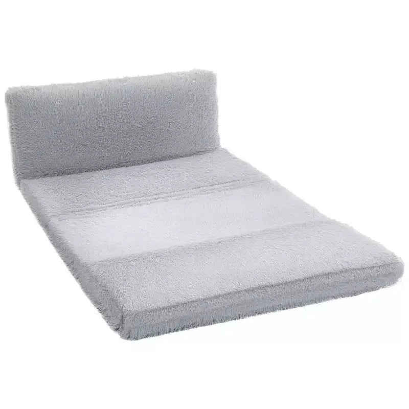 Divano letto pieghevole, 2 posti, imbottito in schiuma, bianco crema/grigio chiaro