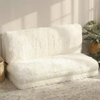 Divano letto pieghevole, 2 posti, imbottito in schiuma, bianco crema/grigio chiaro
