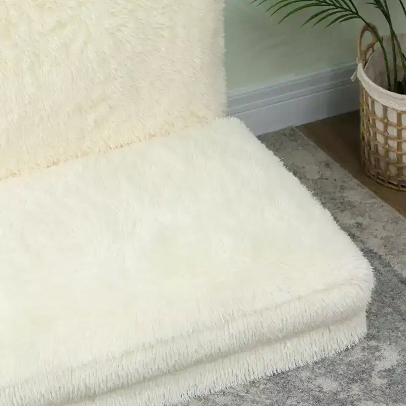 Divano letto pieghevole, 2 posti, imbottito in schiuma, bianco crema/grigio chiaro